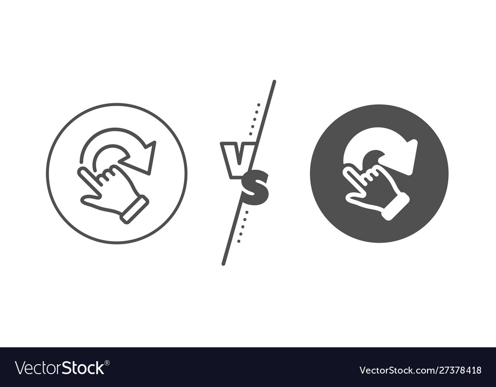 Rotation gesture line icon slide arrow sign vector image Rotation gesture line icon slide arrow sign