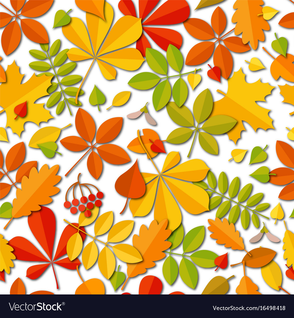 Seamless pattern autumn falling leaf isolated