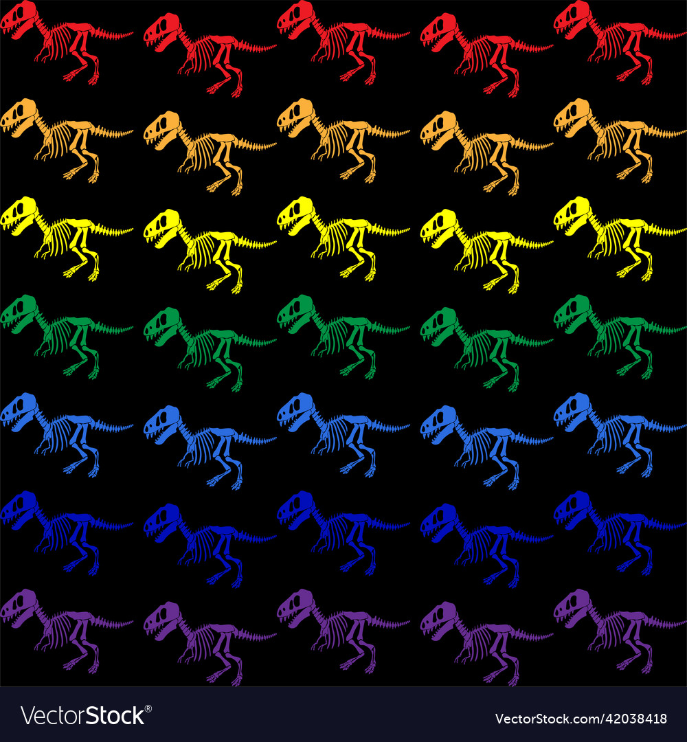 Seamless pattern with dinosaur skeleton
