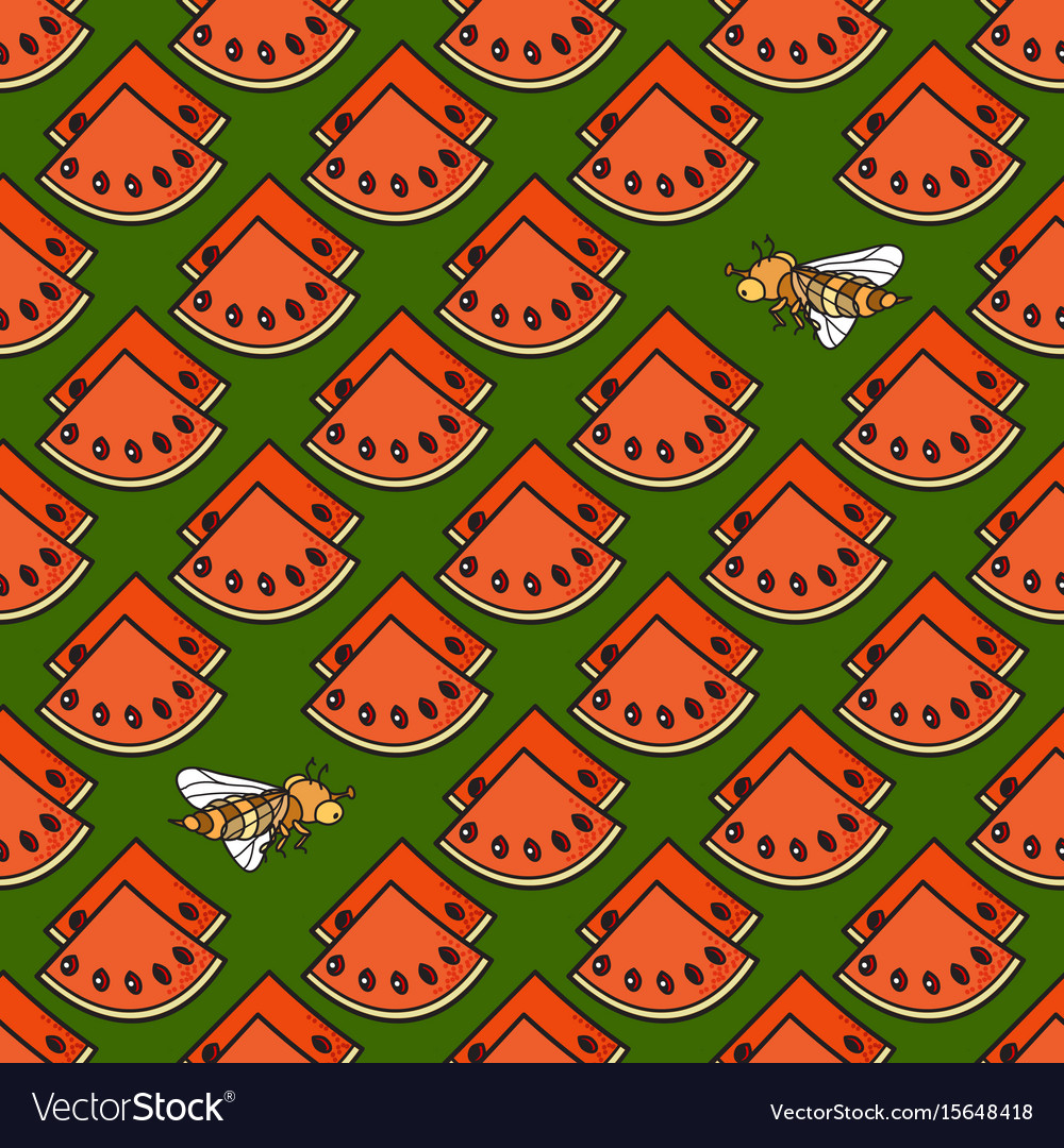 Seamless pattern with slice of watermelo