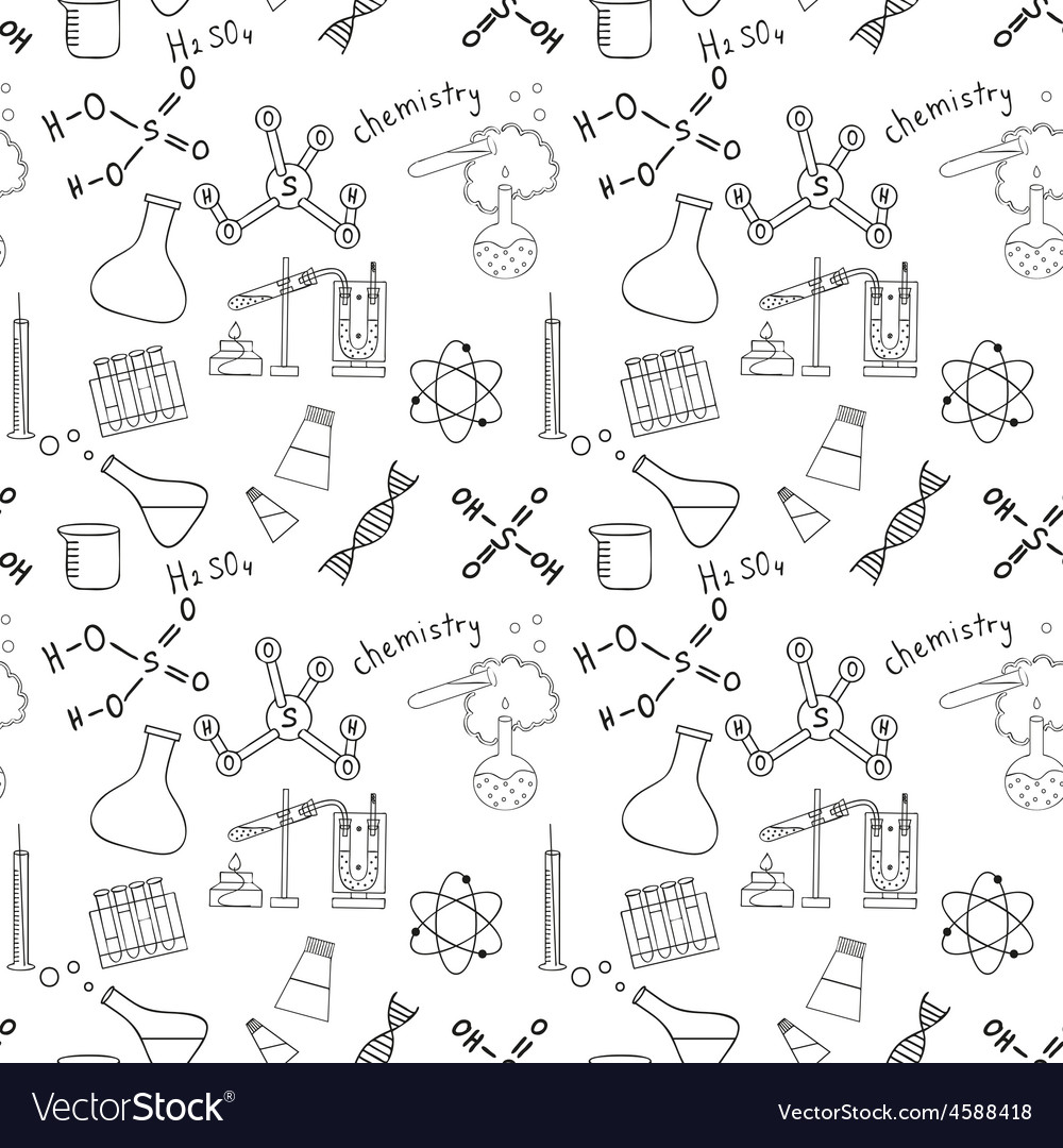 Seamless sketch of science doddle elements Vector Image