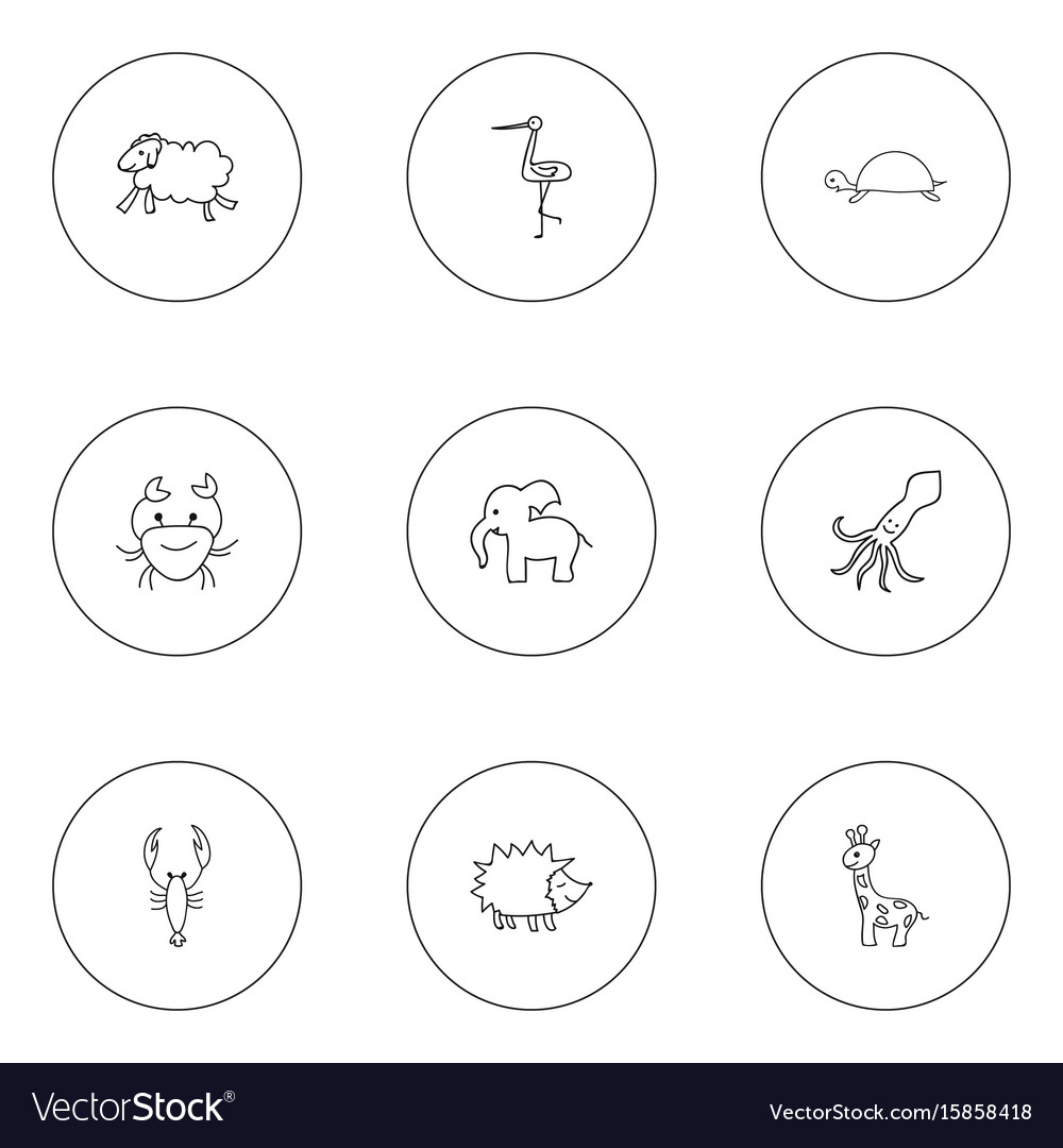 Set of 9 editable zoo icons includes symbols
