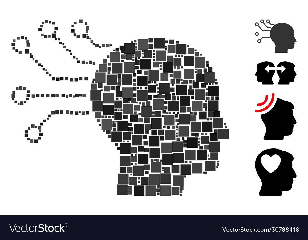 Square neural interface icon mosaic vector image Square neural interface icon mosaic