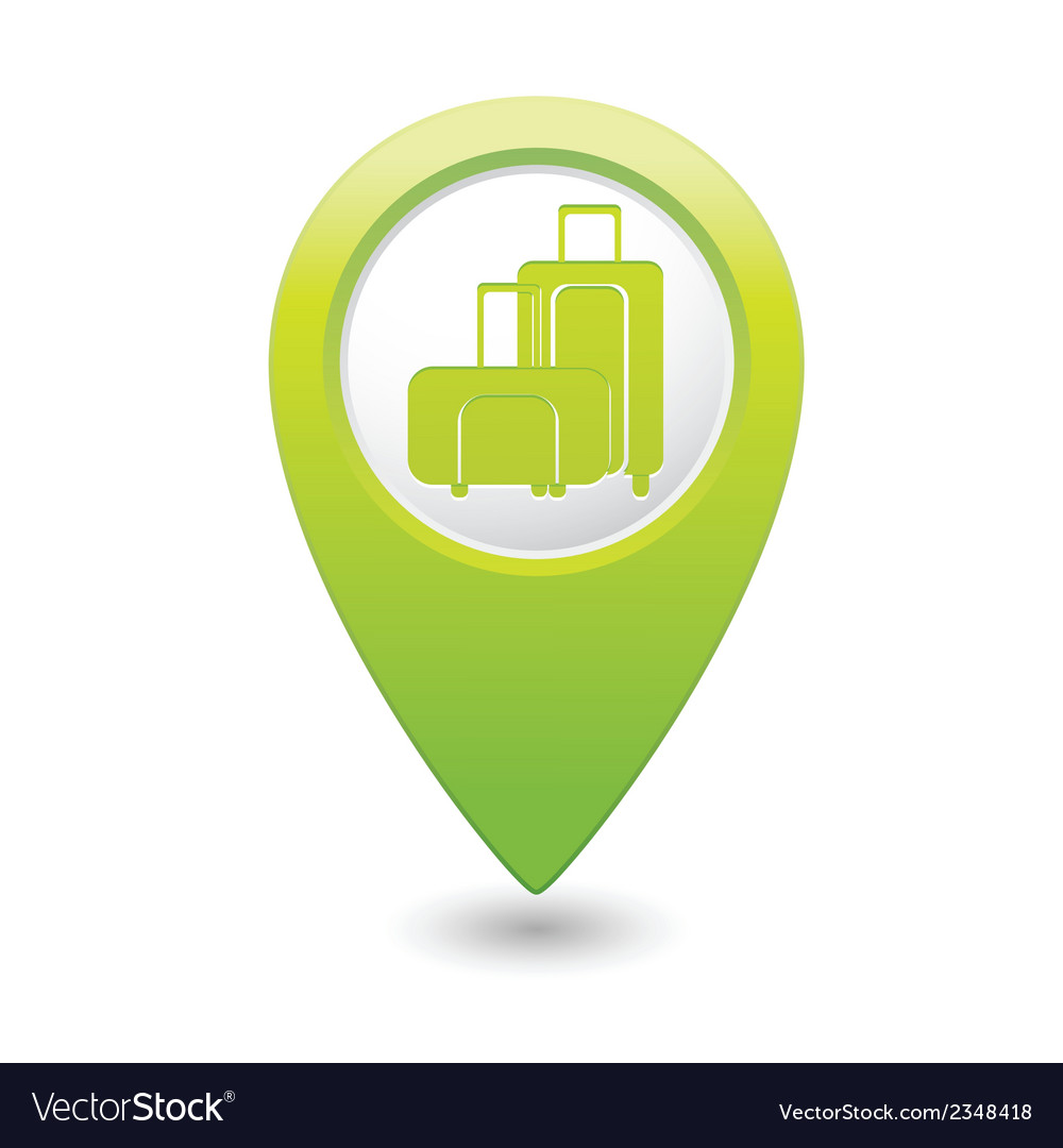 Suitcases icon green map pointer