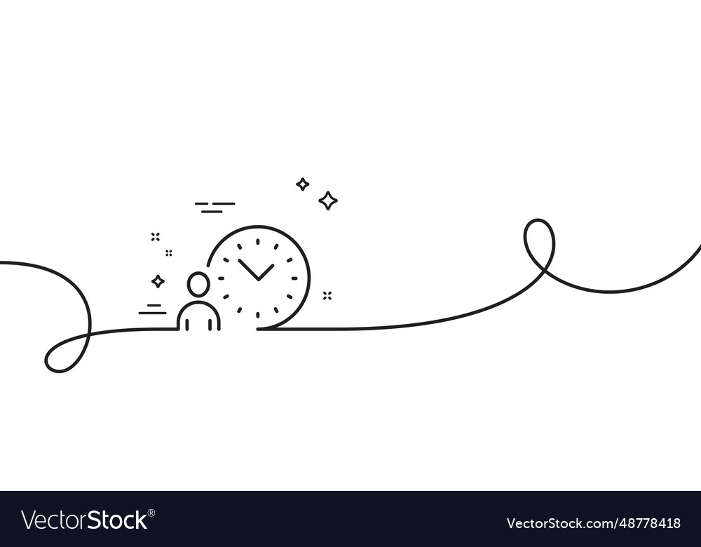 Time management line icon clock sign continuous