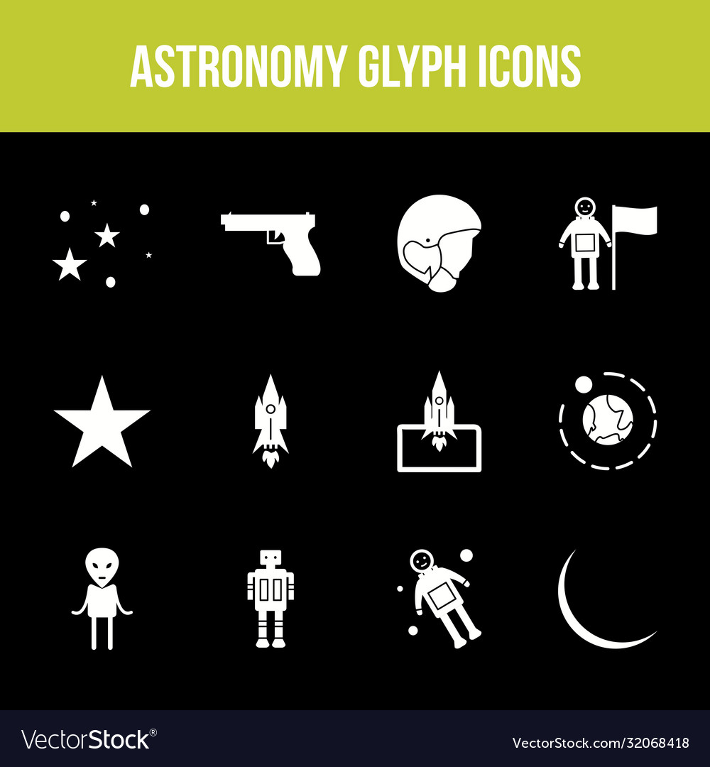 Unique astronomy glyph icon set