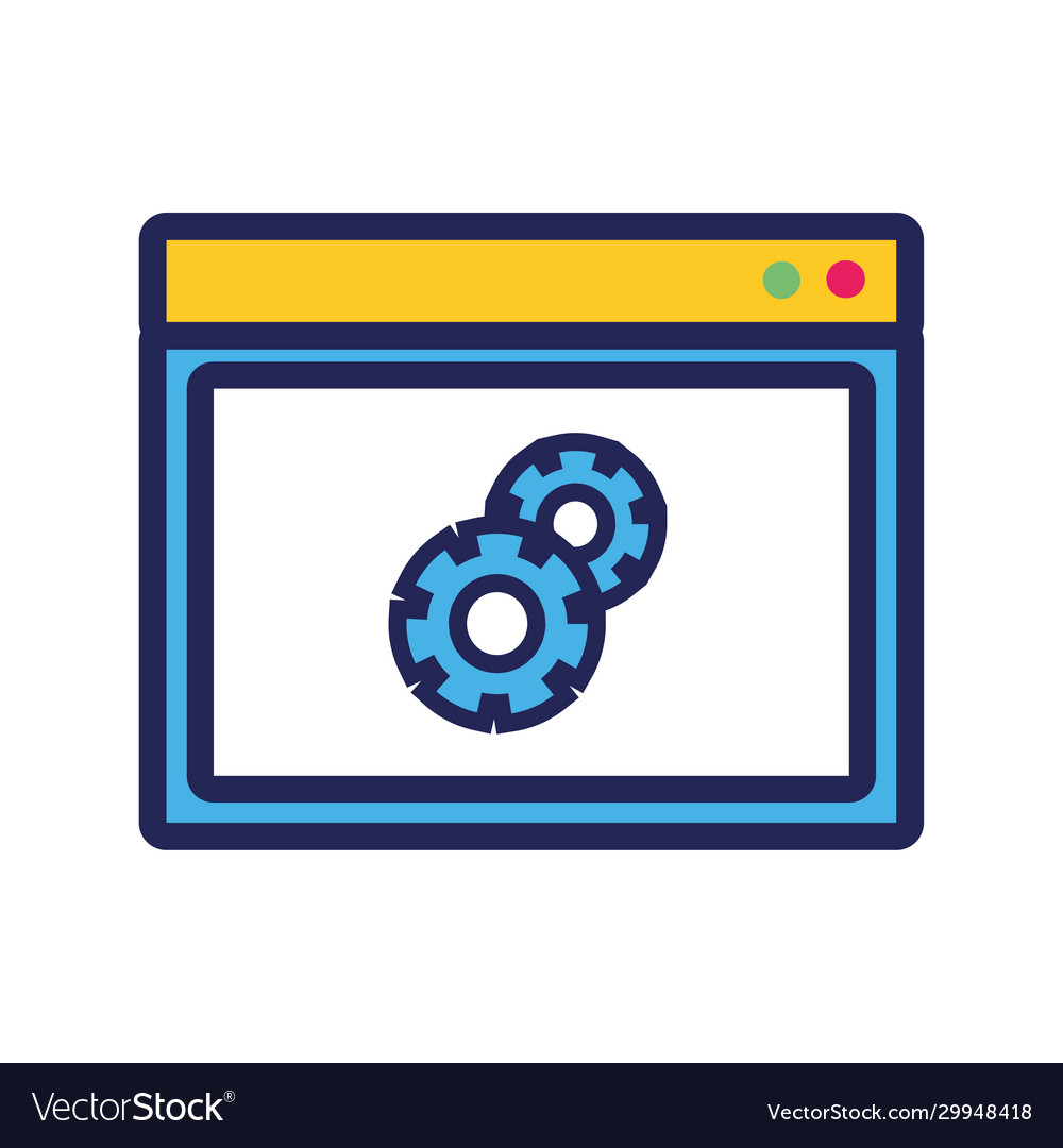 Webpage template with gears line and fill style