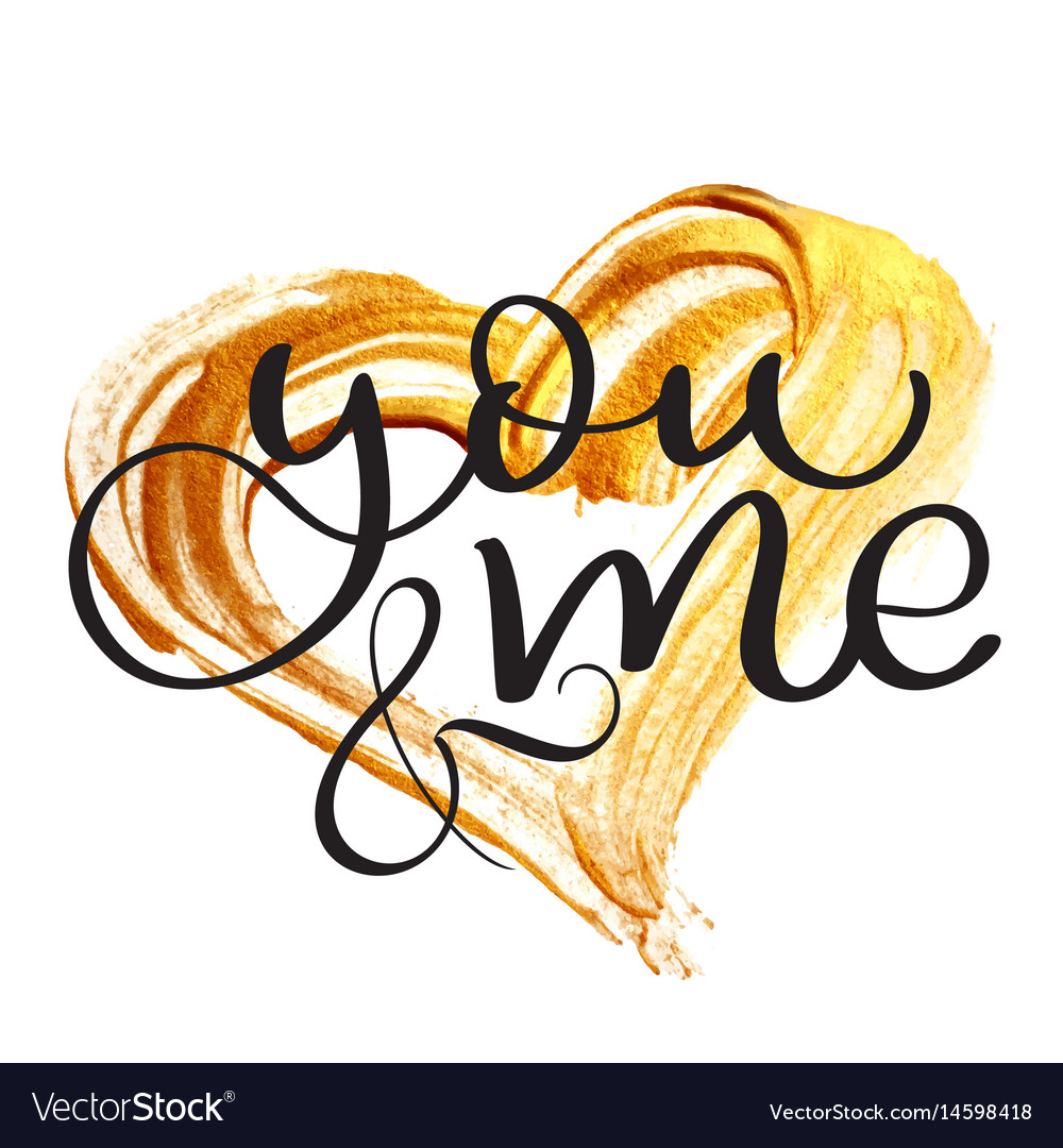 You and me text on gold background in form