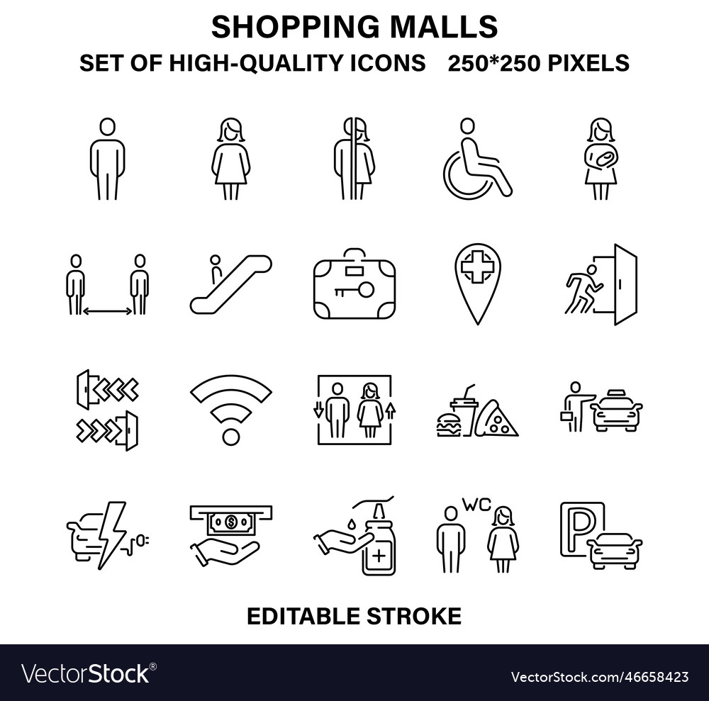 A set of simple high-quality linear icons vector image A set of simple high-quality linear icons