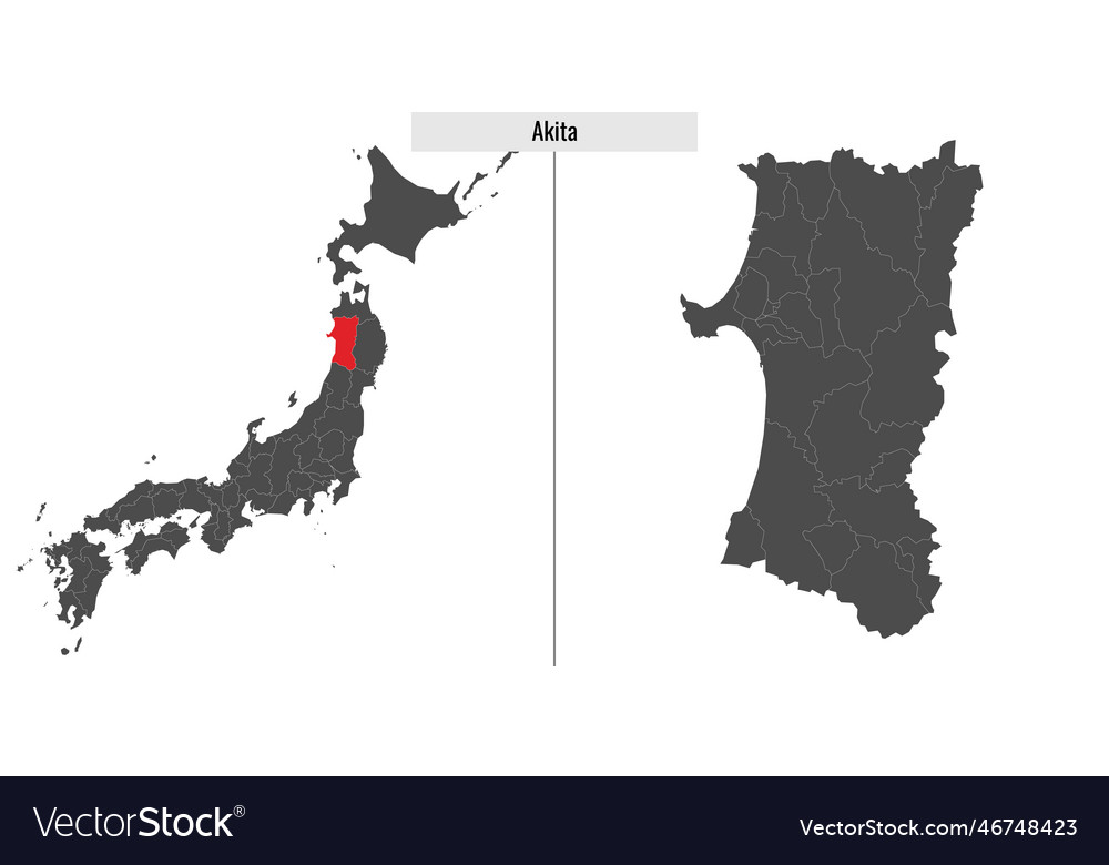 Akita map prefecture of japan Royalty Free Vector Image