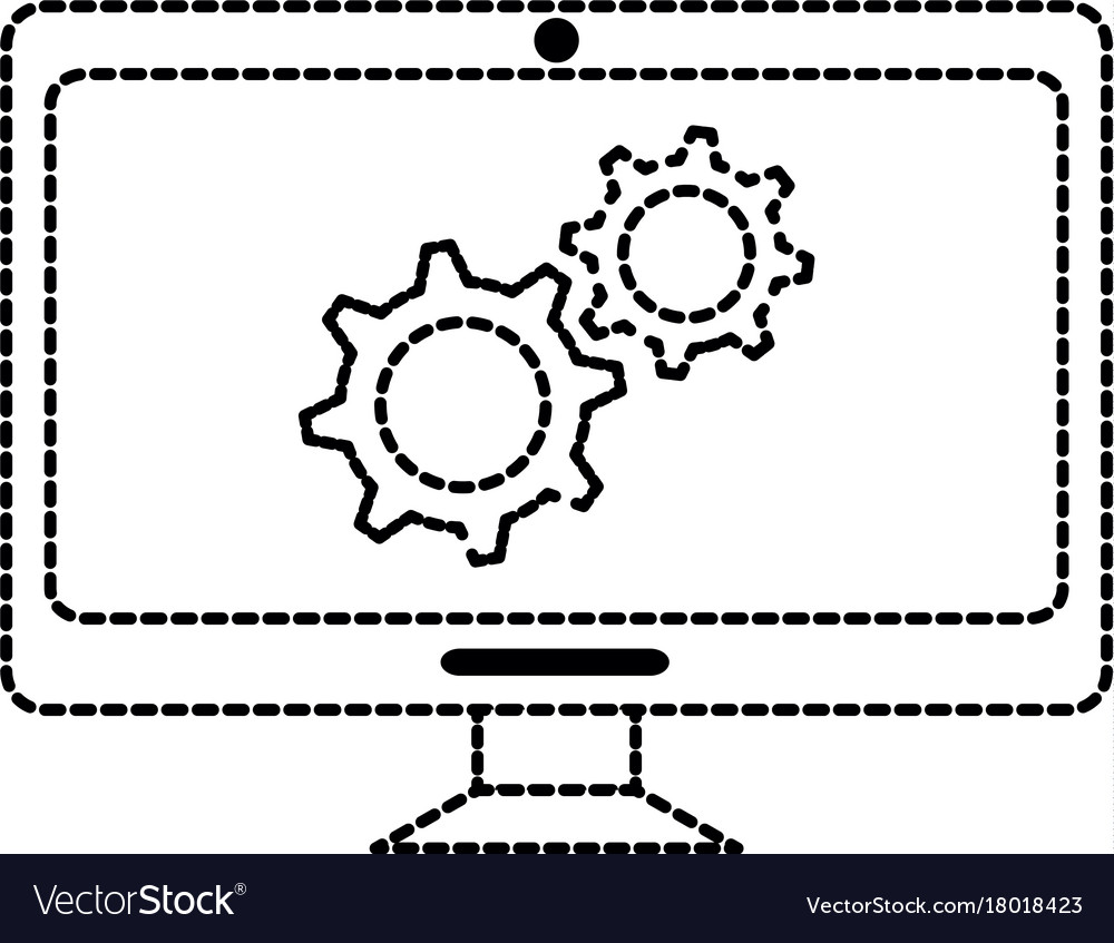 Computer display with gears machine