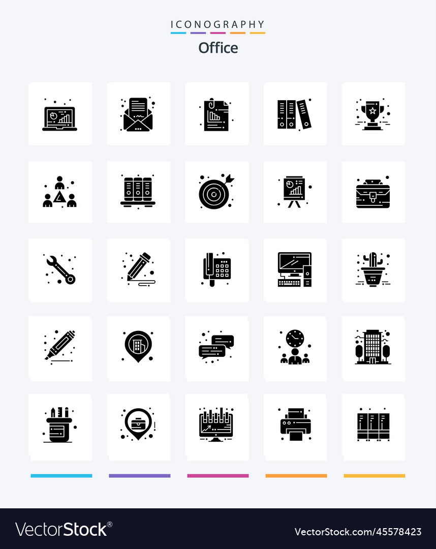 Creative office 25 glyph solid black icon pack Vector Image