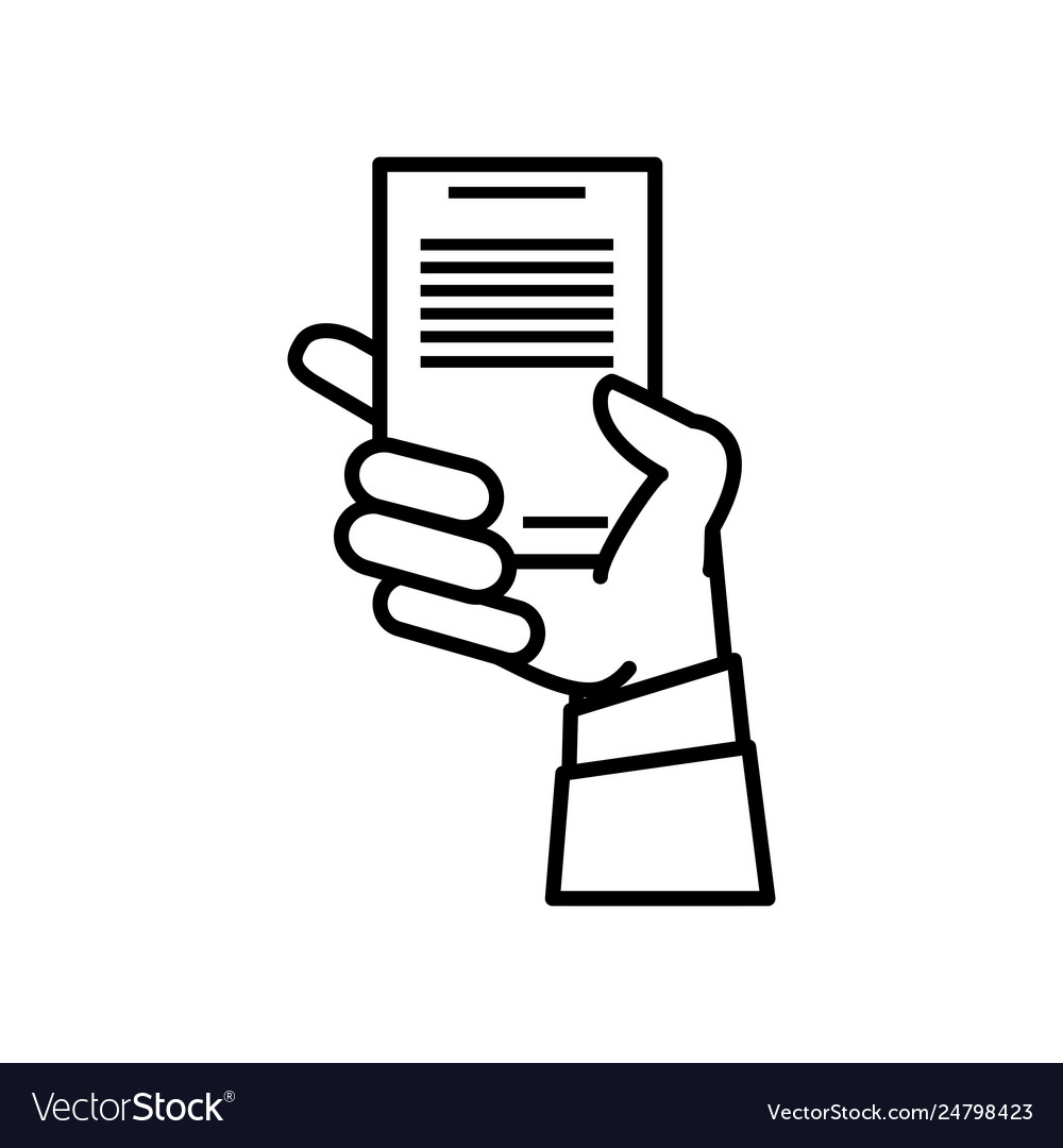 Hand with document file isolated icon