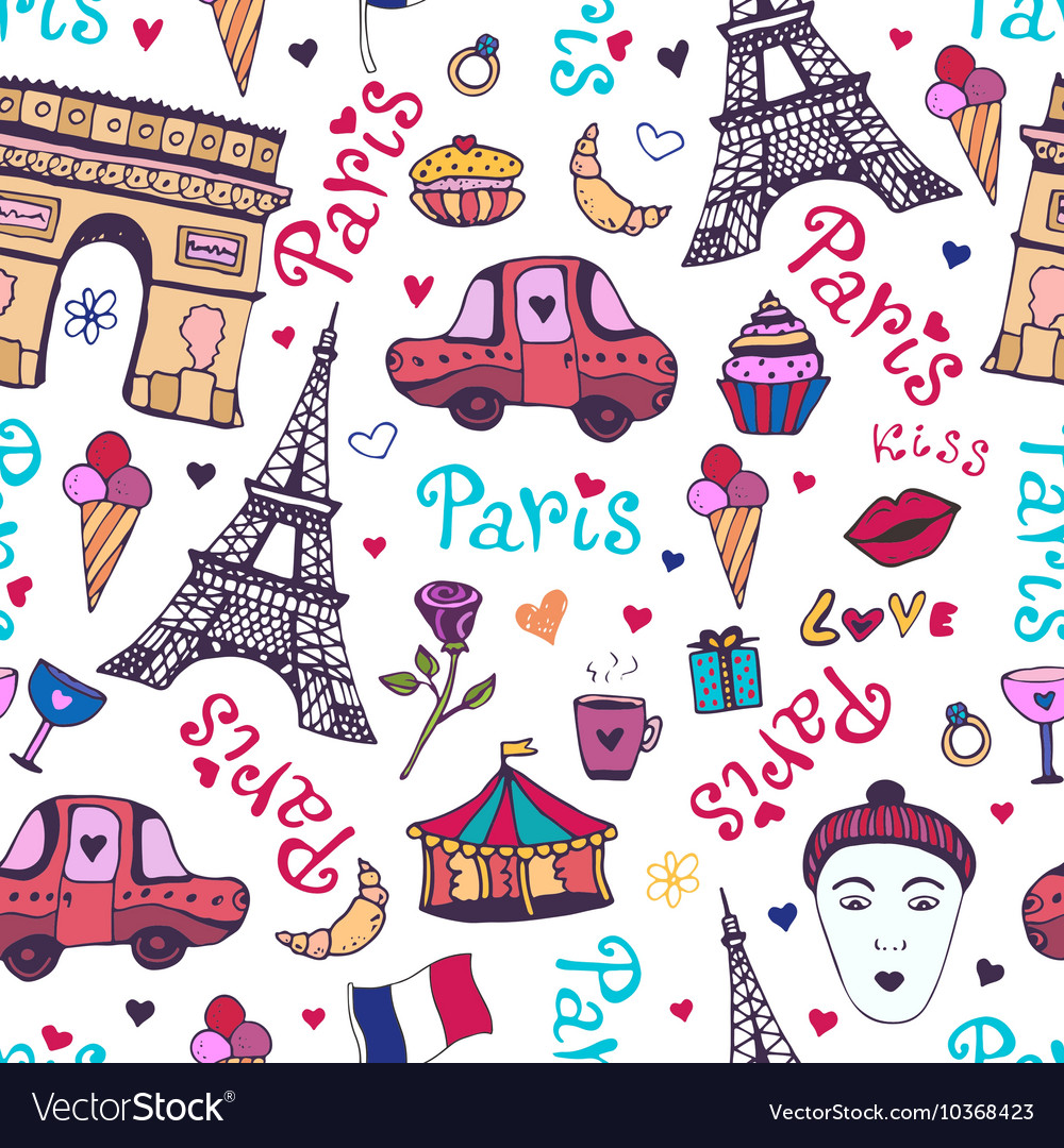 Paris seamless pattern with eiffel tower Vector Image