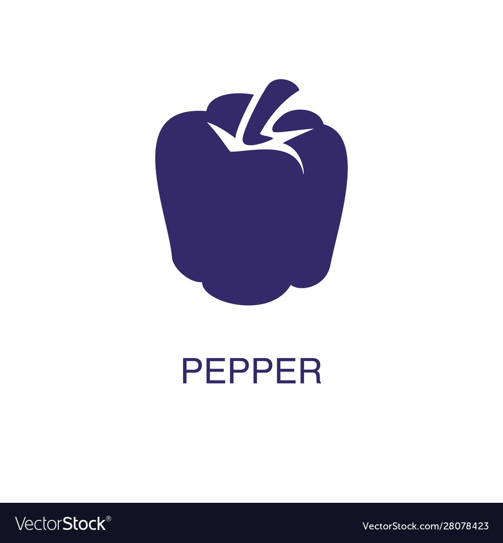Pepper element in flat simple style on white