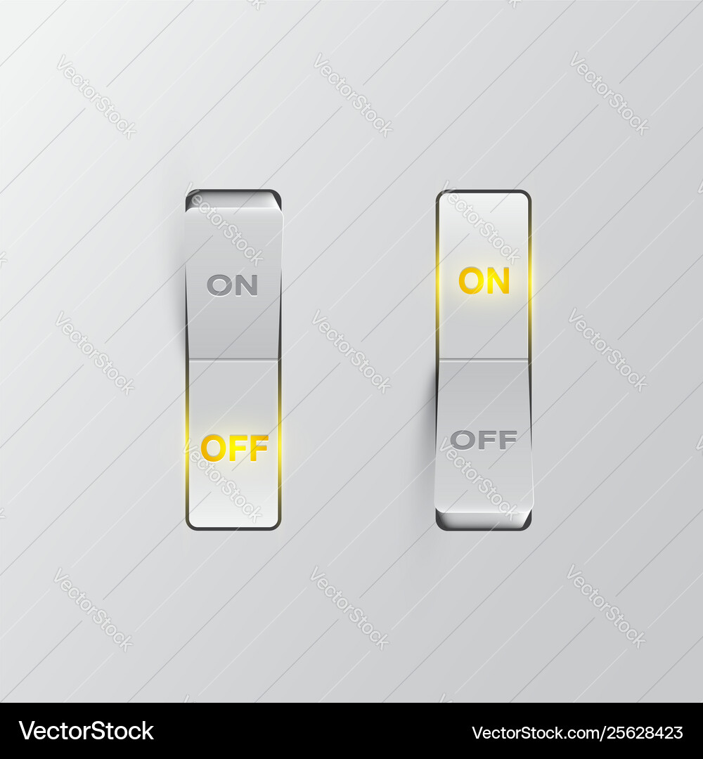 Realistic black switches onoff on black background