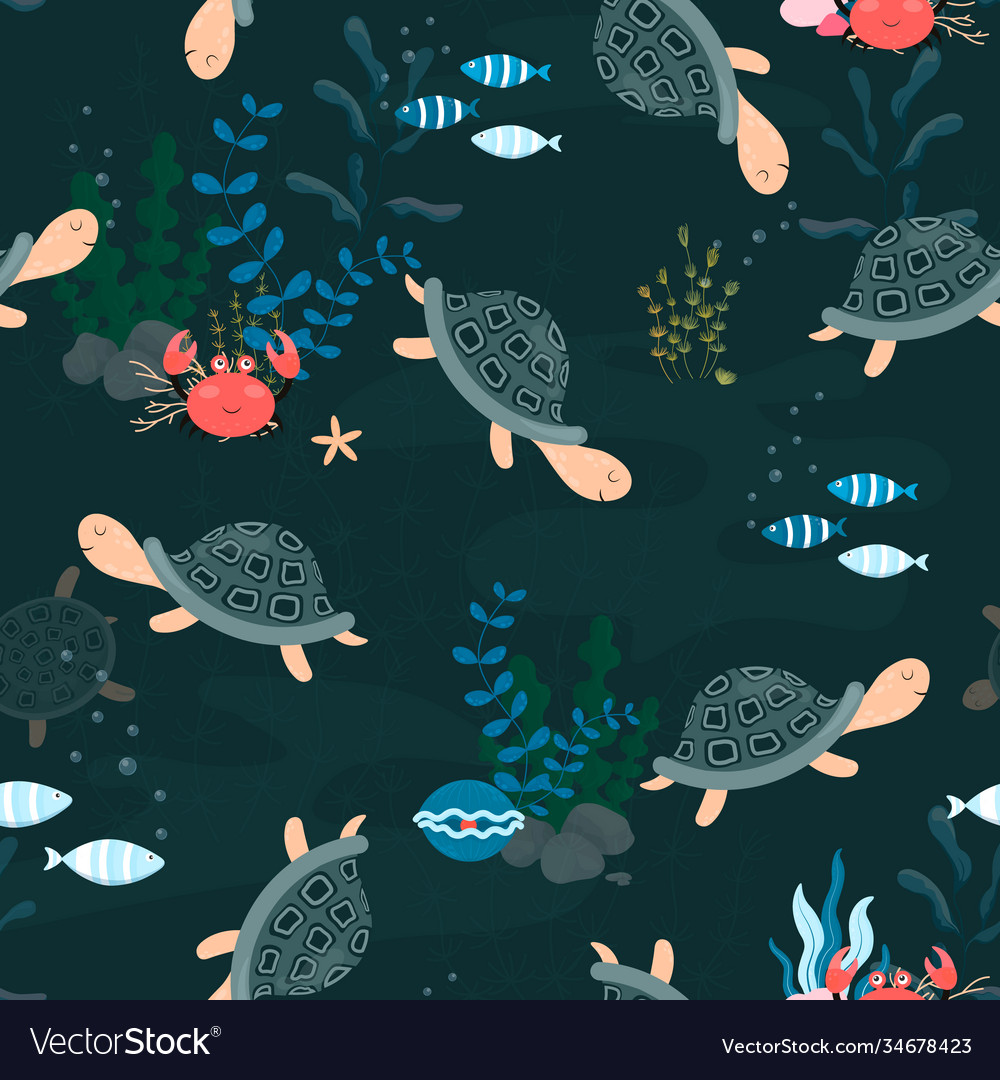 Seamless background with turtle crab shell Vector Image Seamless background with turtle crab shell