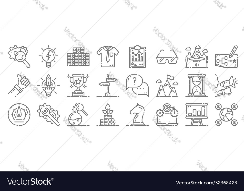 Startup line icons linear set quality vector image Startup line icons linear set quality