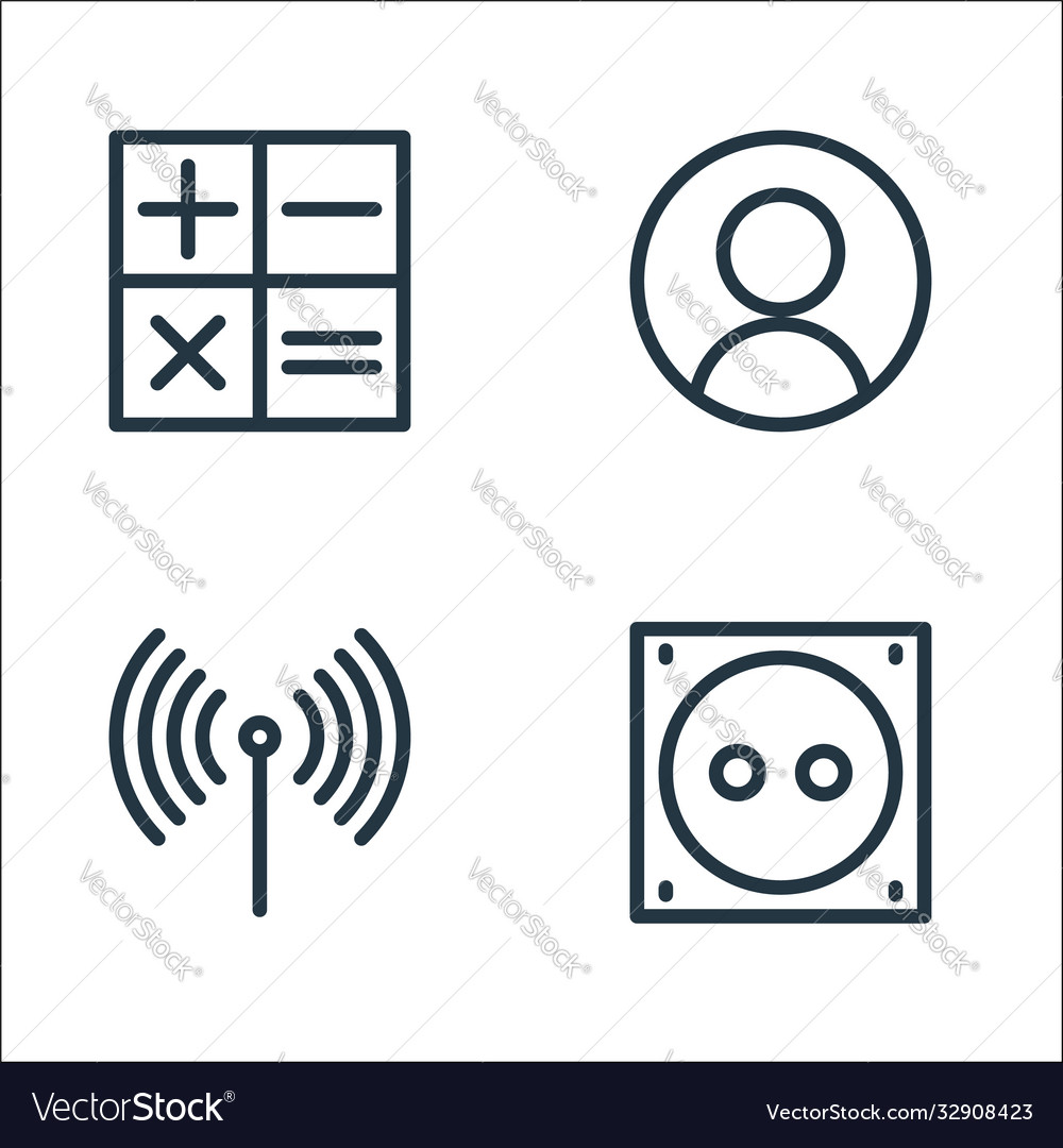 Technology line icons linear set quality vector image Technology line icons linear set quality