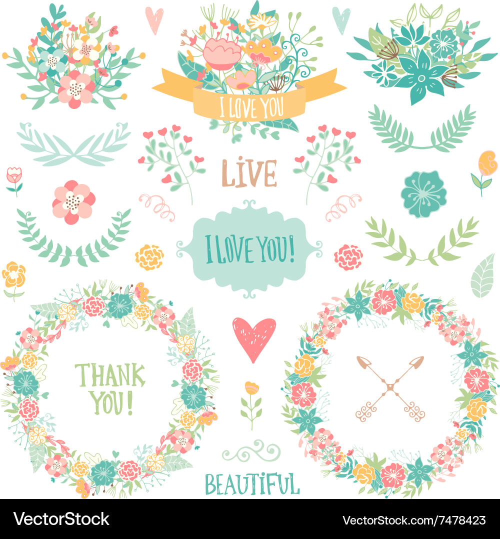 Wedding vintage elements collection Royalty Free Vector