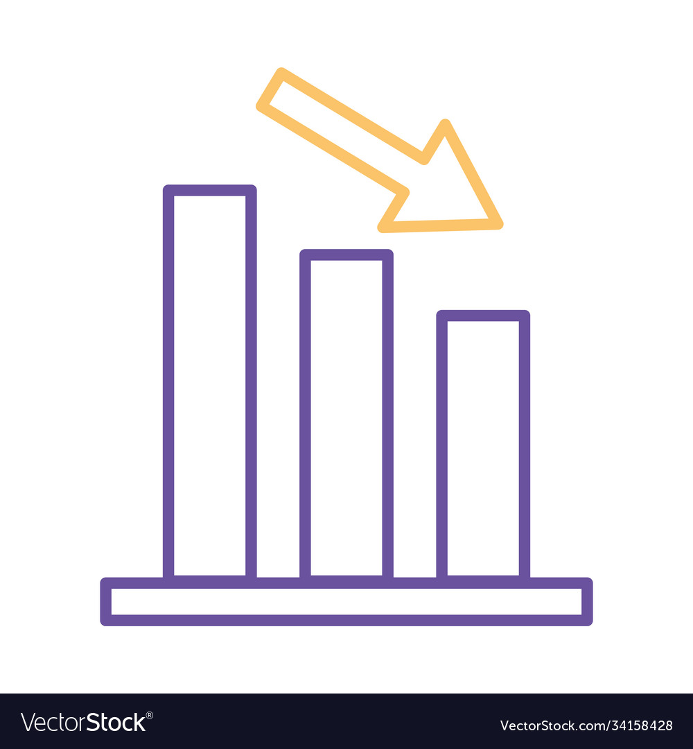 Bars chart with decrease arrow line style icon