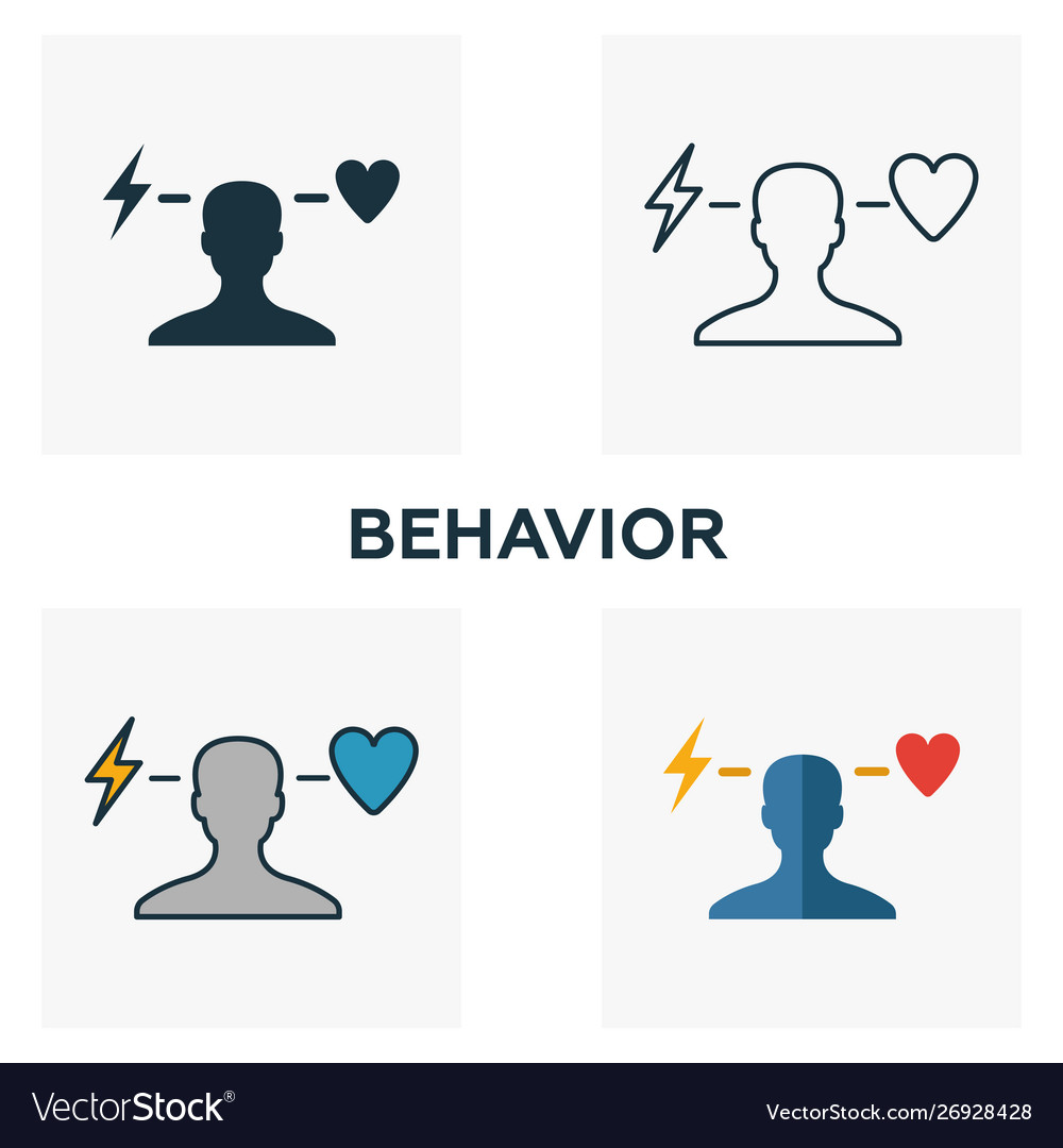 Behavior icon set four elements in different Vector Image