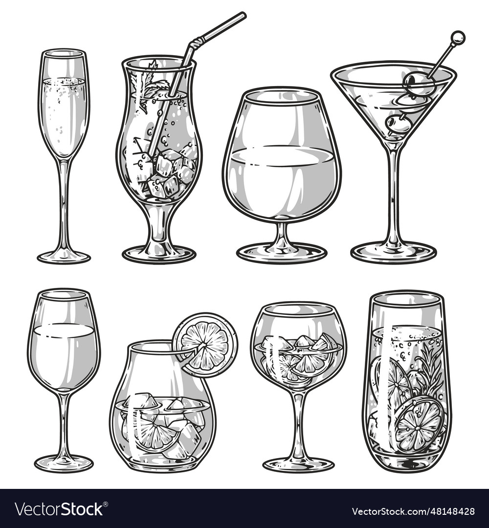 cold-beverages-set-sticker-monochrome-royalty-free-vector