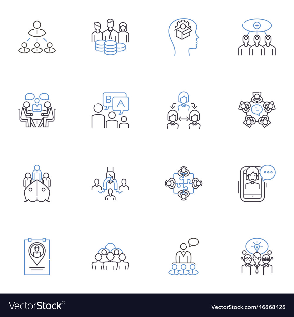 Collective partnership line icons collection Vector Image