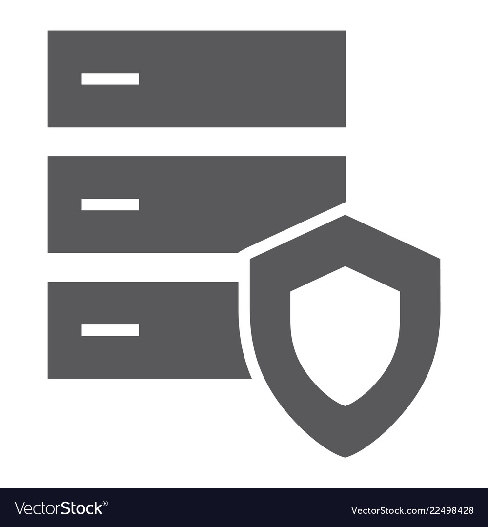 Database protection glyph icon server security Vector Image Database protection glyph icon server security