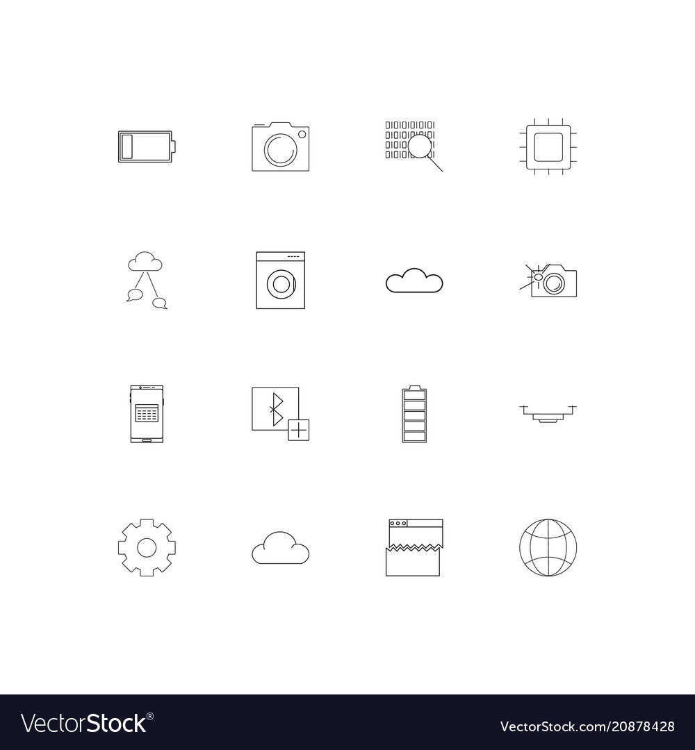 Devices linear thin icons set outlined simple