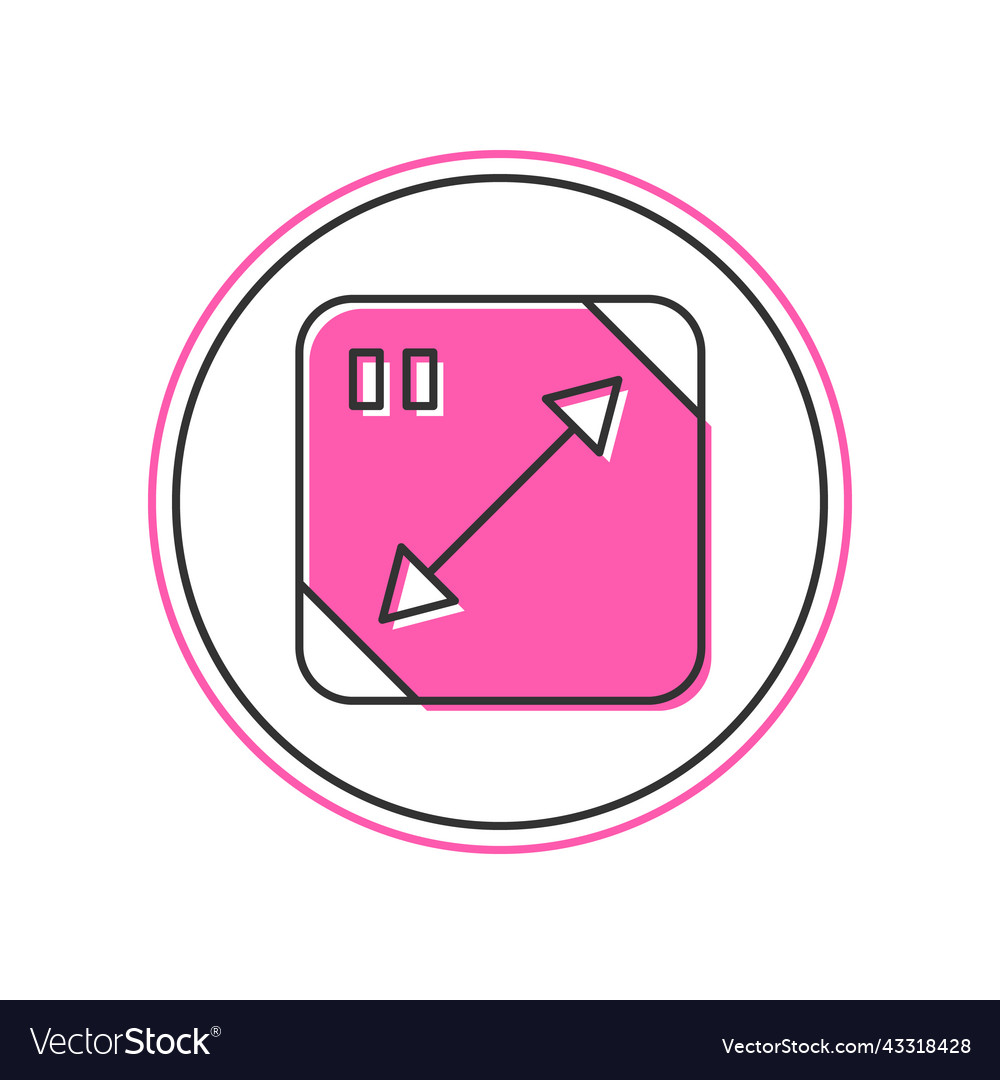 Filled outline diagonal measuring icon isolated