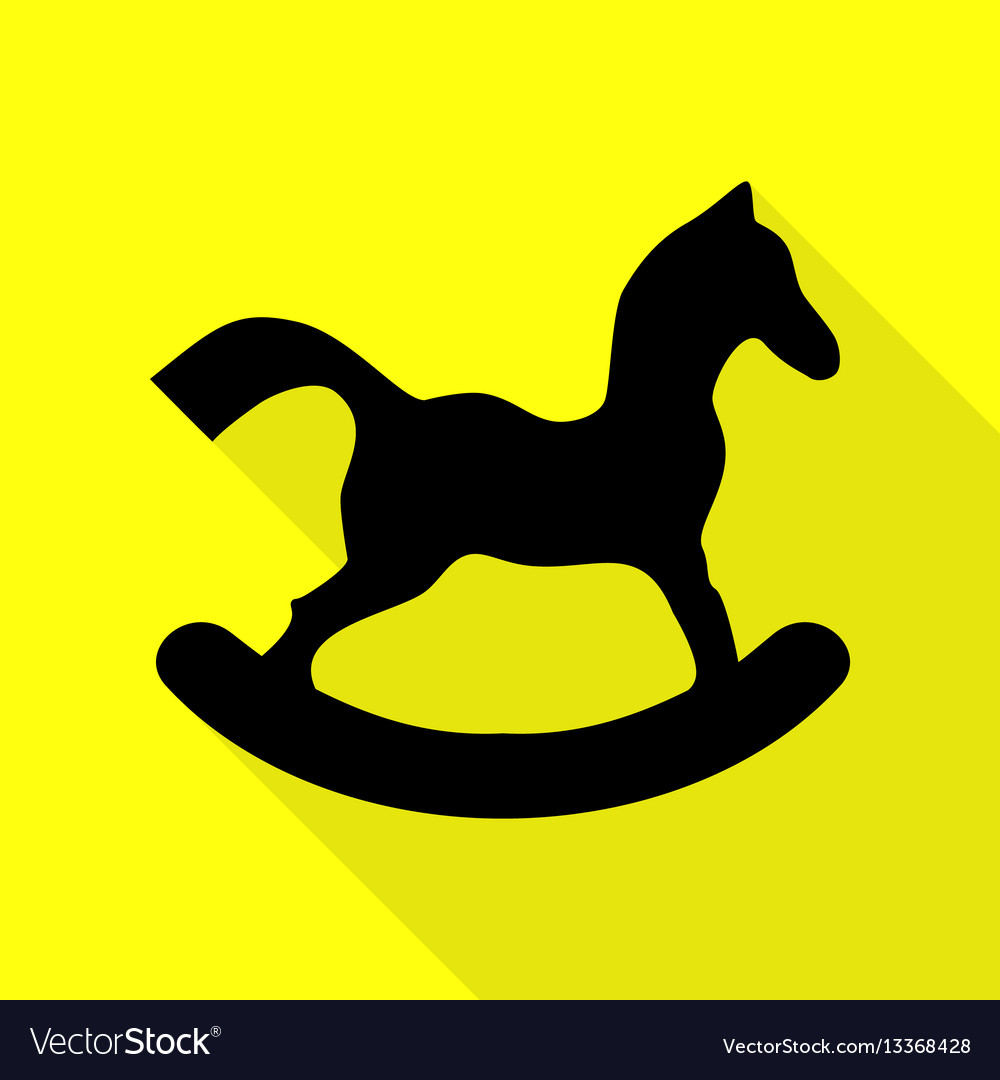 Horse toy sign black icon with flat style shadow