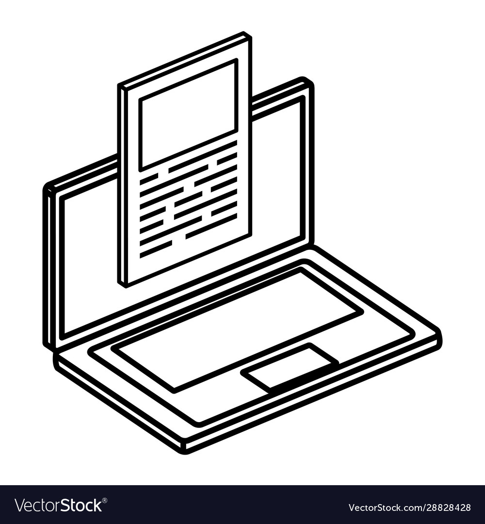 Laptop computer with document isolated icon
