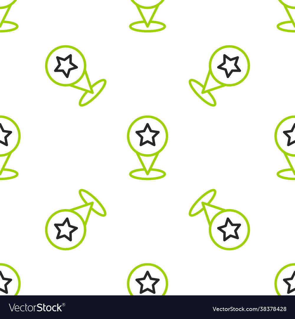 Line map pointer with star icon isolated seamless vector image Line map pointer with star icon isolated seamless