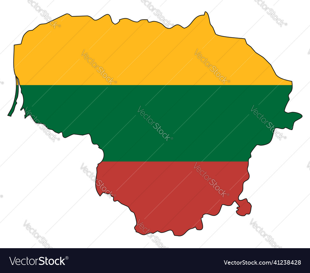 Lithuania map with flag - outline of a state vector image Lithuania map with flag - outline of a state