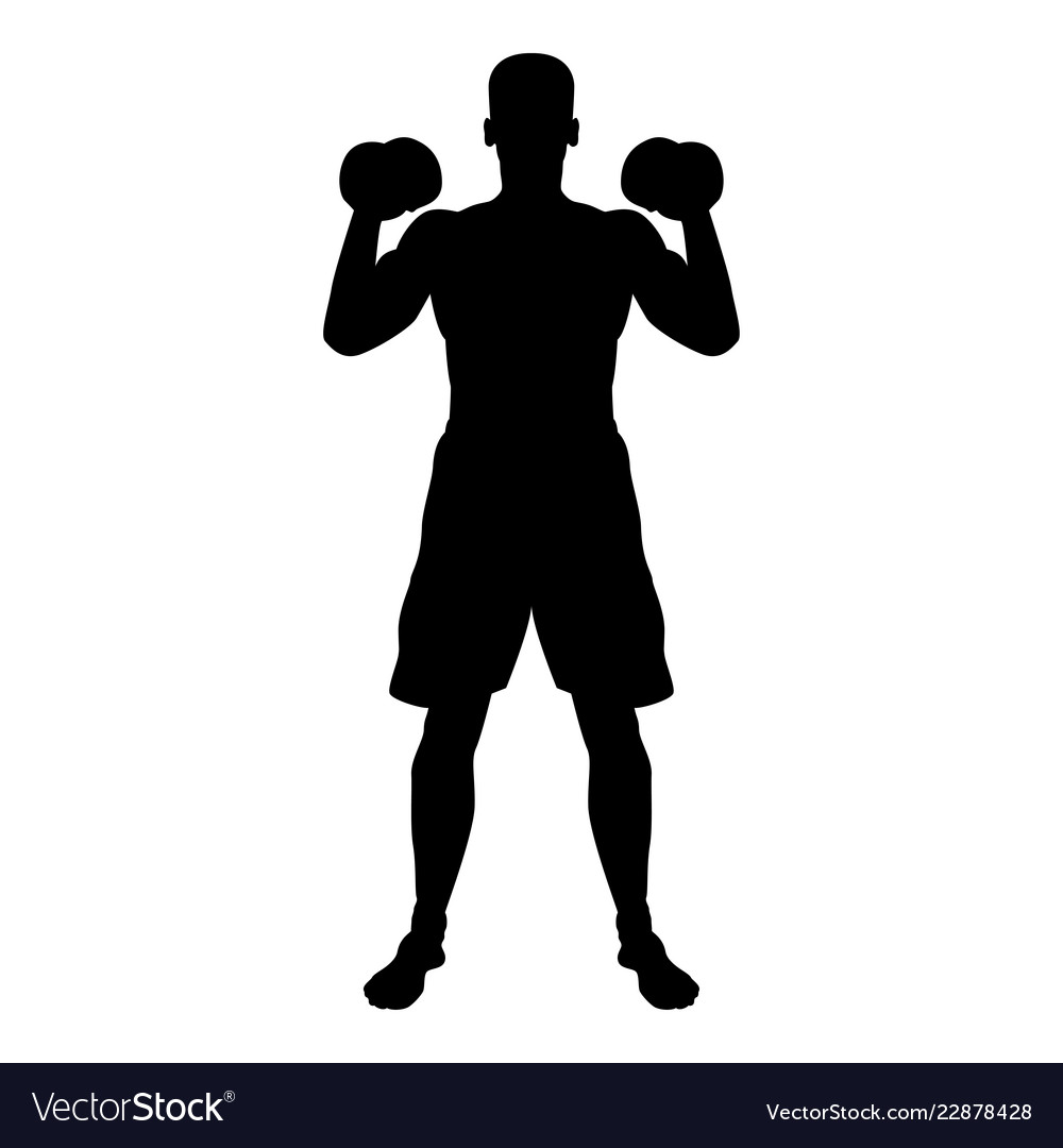 Man doing exercises with dumbbells sport action