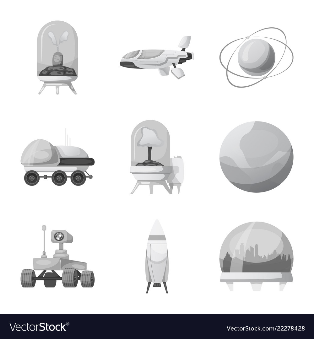 Mars and space icon set