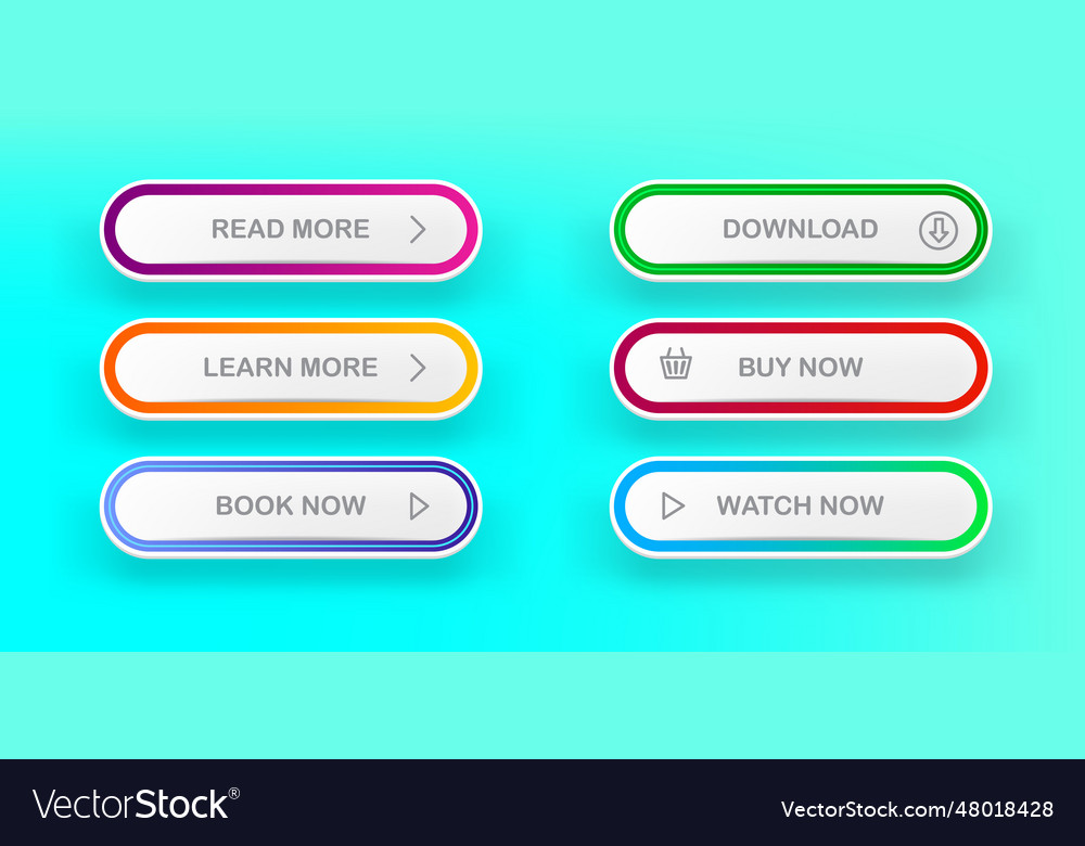 Modern material style buttons set isolated