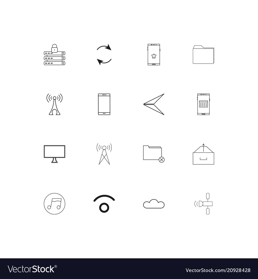 Network and database linear thin icons set