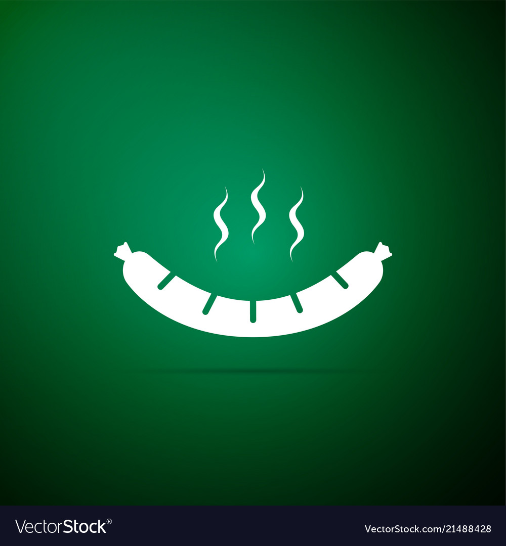 Sausage icon on green background grilled