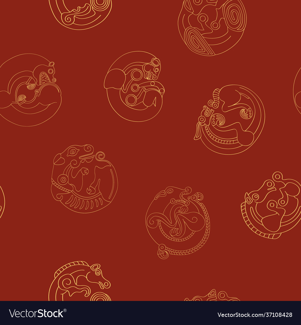 Seamless pattern with ancient scythian art