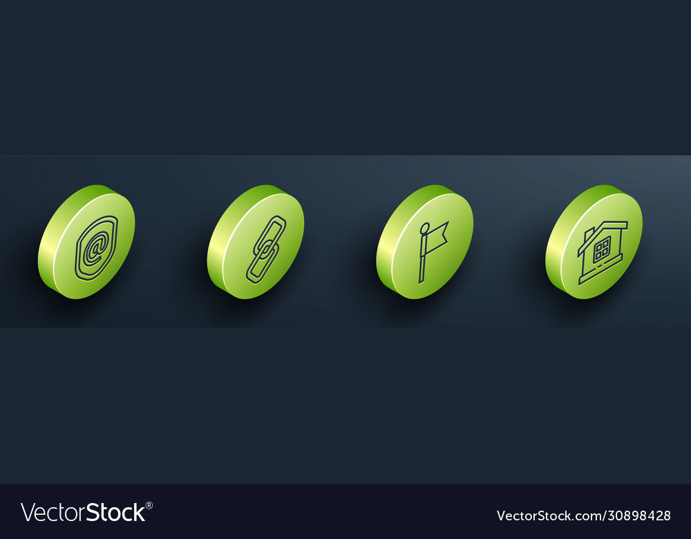 Set isometric shield with mail and e-mail chain vector image Set isometric shield with mail and e-mail chain