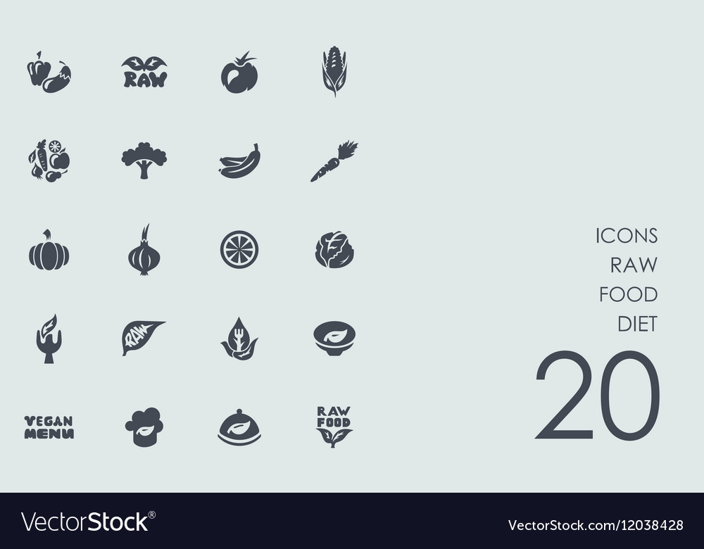 set-of-raw-food-diet-icons-royalty-free-vector-image