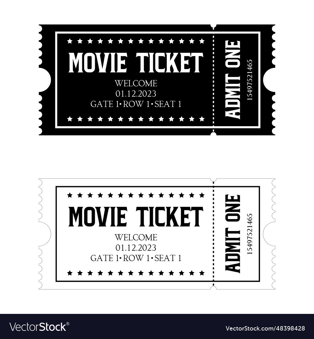 Simple classical tickets black and white colors Vector Image