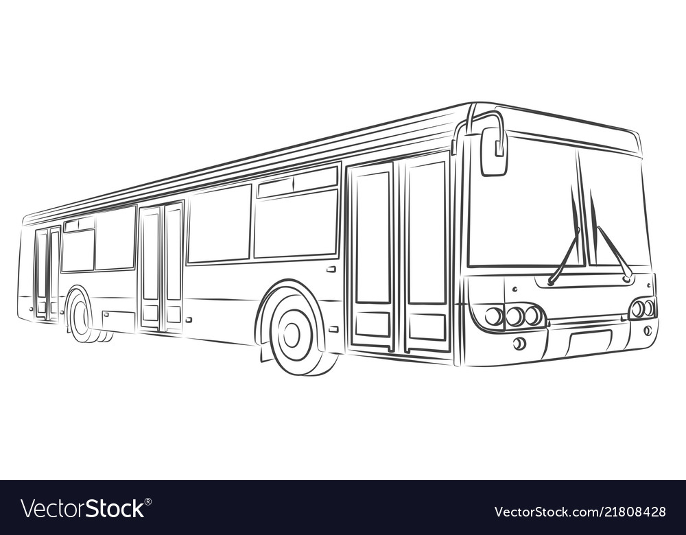 Sketch big bus Royalty Free Vector Image - VectorStock