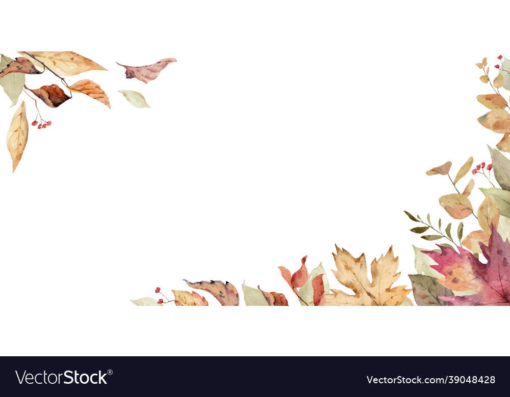 Watercolor banner with fall leaves vector image Watercolor banner with fall leaves