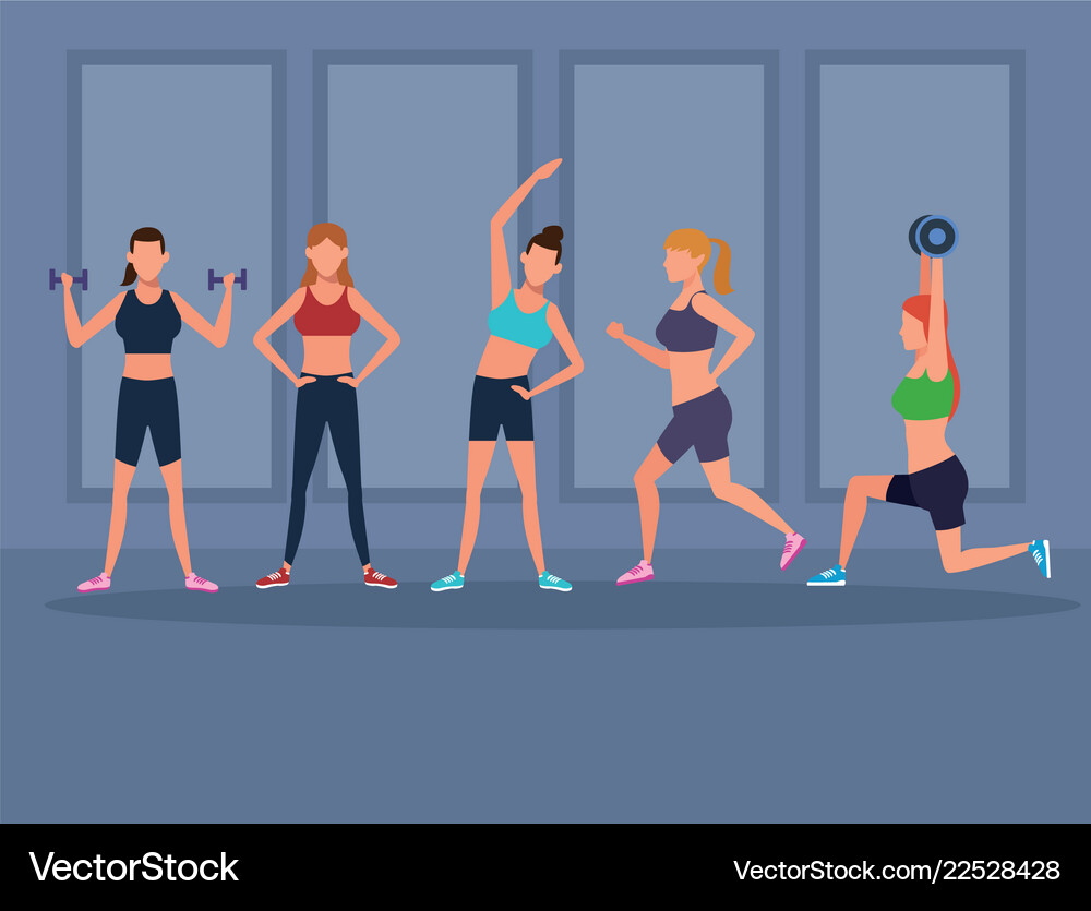 Women fitness doing exercise Royalty Free Vector Image