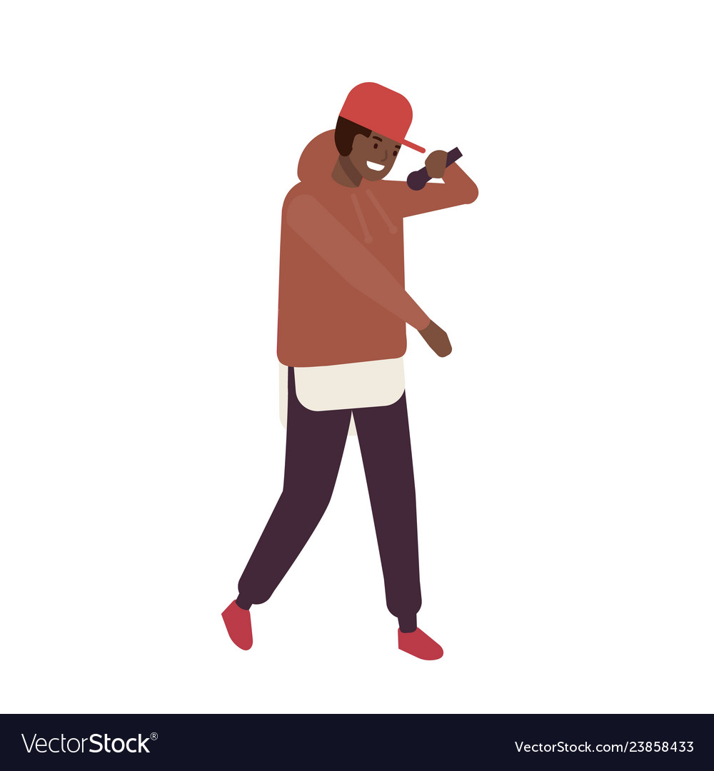 African american r n b vocalist wearing cap vector image African american r n b vocalist wearing cap