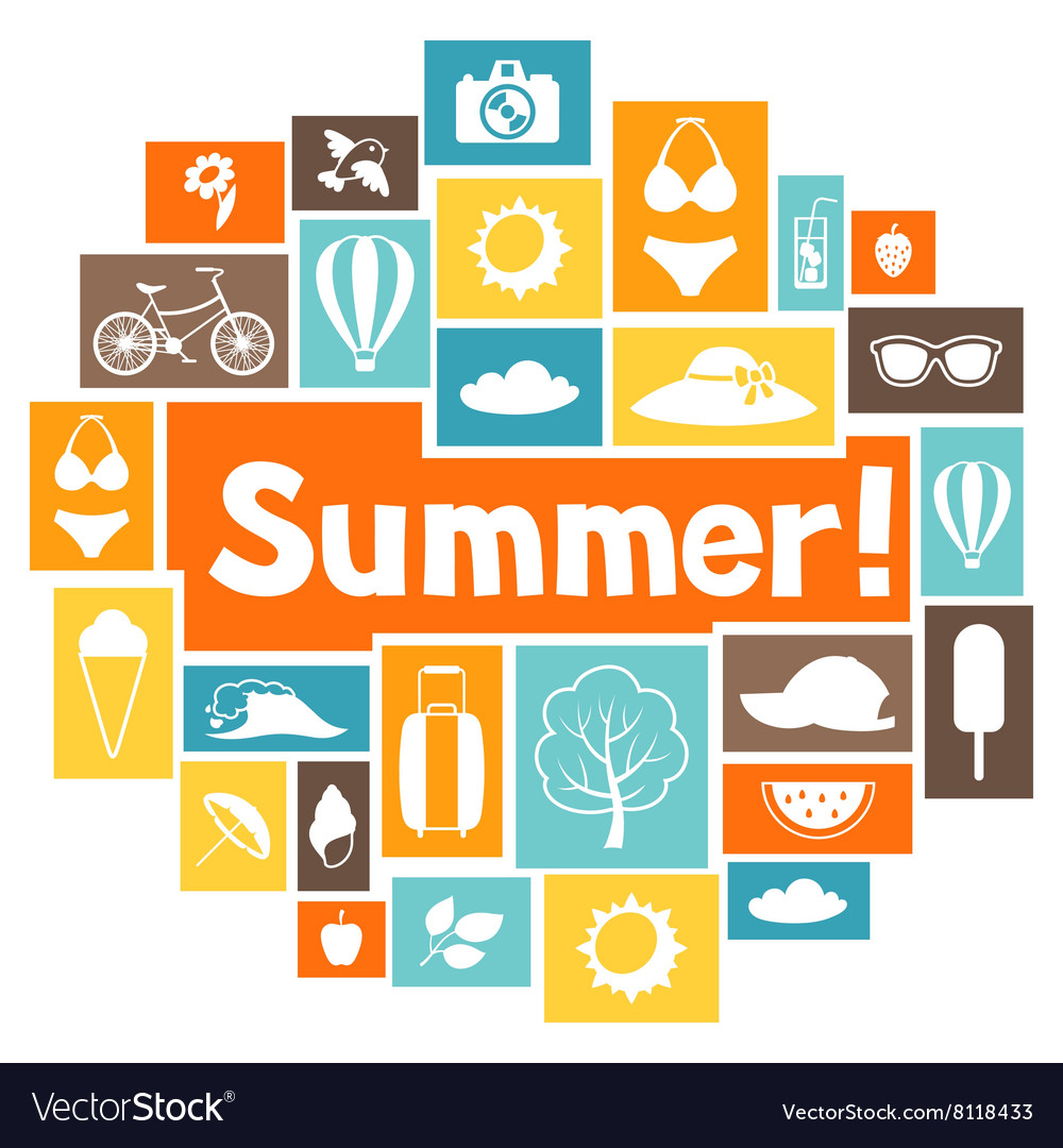 Background with stylized summer objects design