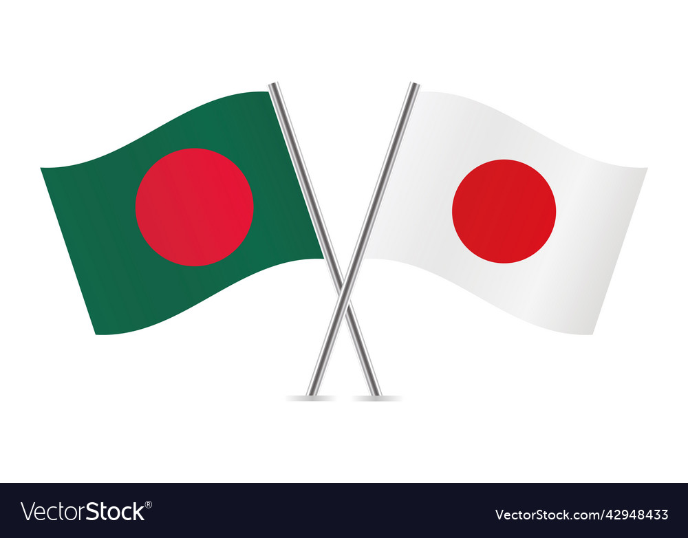 Bangladesh And Japan Crossed Flags Royalty Free Vector Image